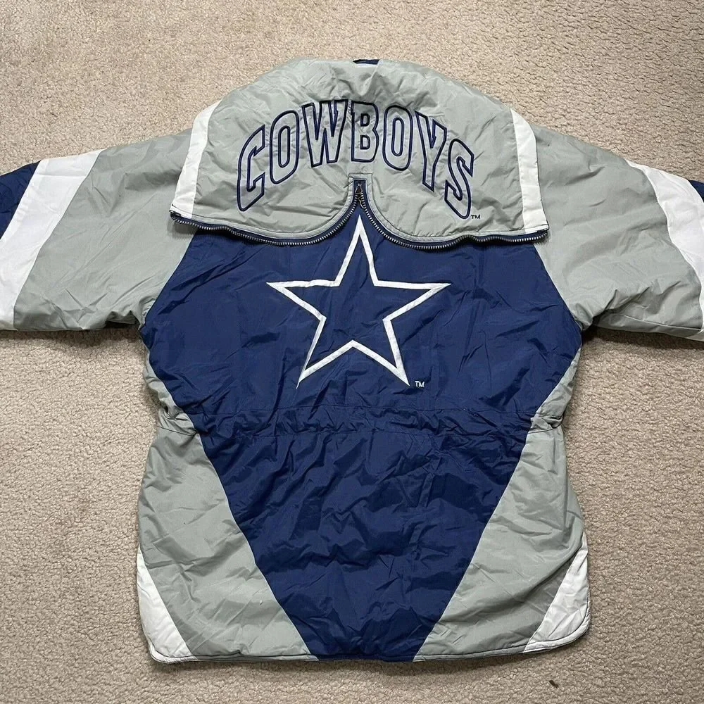 Dallas Cowboys Lee Sports Puffer Coat Jacket W/Hood Men's Size Medium Team NFL